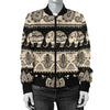 Elephant Hansa Lotus Pattern Women Casual Bomber Jacket