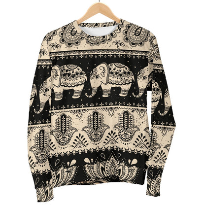 Elephant Hansa Lotus Pattern Women Crewneck Sweatshirt