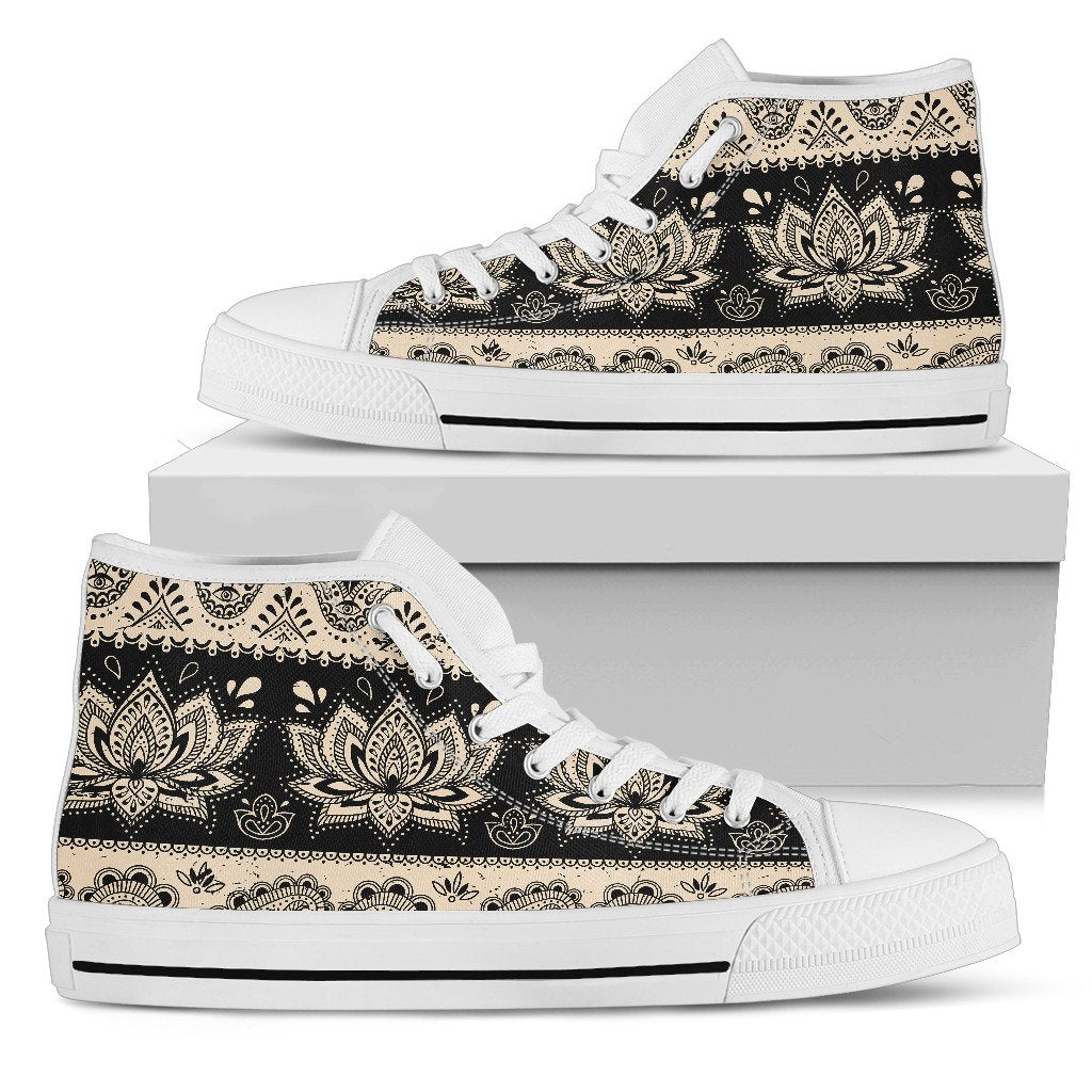 Elephant Hansa Lotus Pattern Women High Top Shoes