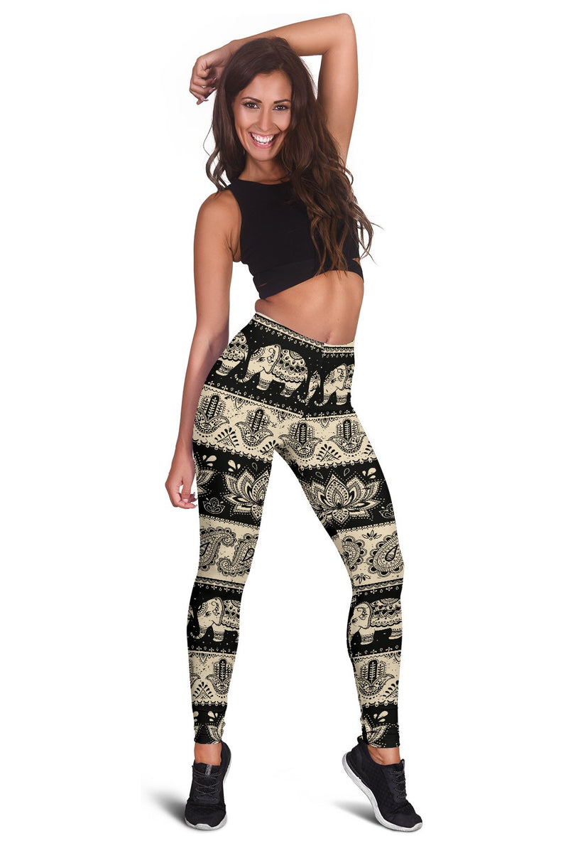 Elephant Hansa Lotus Pattern Women Leggings