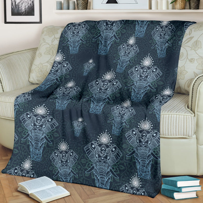 Elephant Mandala Fleece Blanket