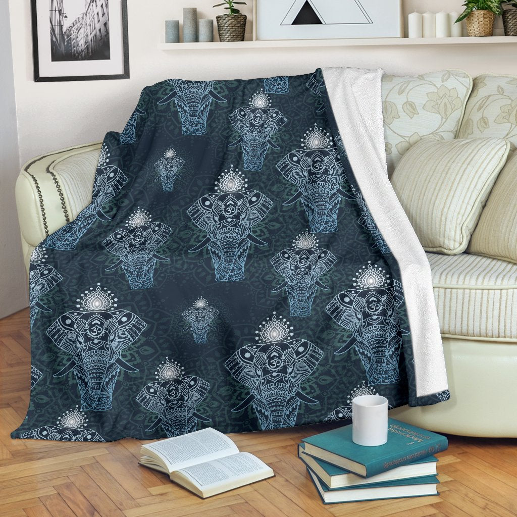 Elephant Mandala Fleece Blanket