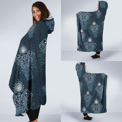 Elephant Mandala Hooded Blanket-JORJUNE.COM