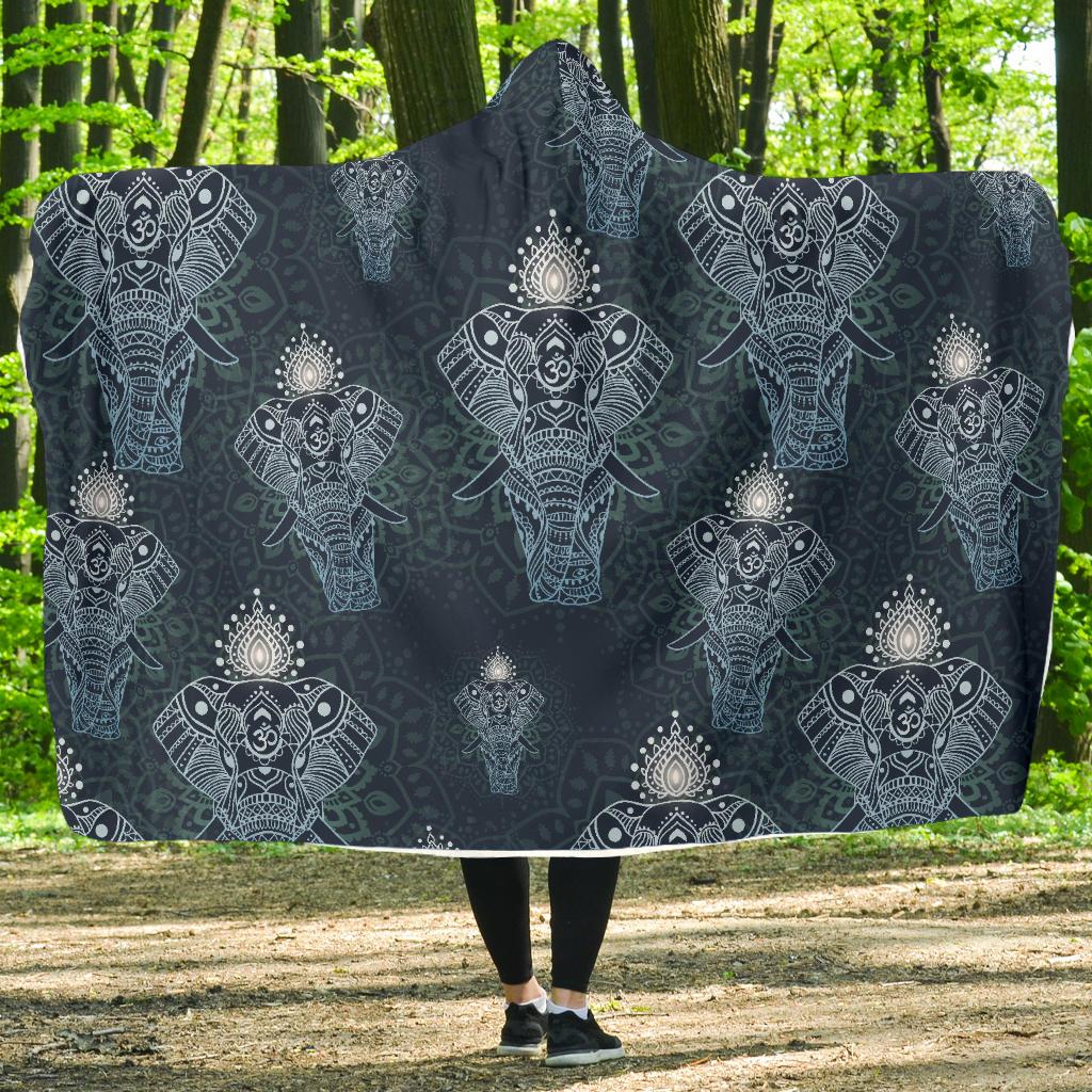 Elephant Mandala Hooded Blanket-JORJUNE.COM