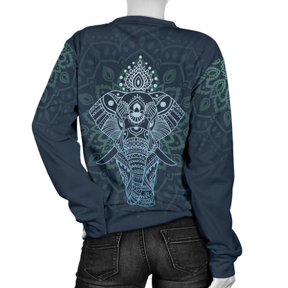 Elephant Mandala Women Crewneck Sweatshirt