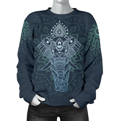 Elephant Mandala Women Crewneck Sweatshirt