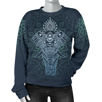 Elephant Mandala Women Crewneck Sweatshirt