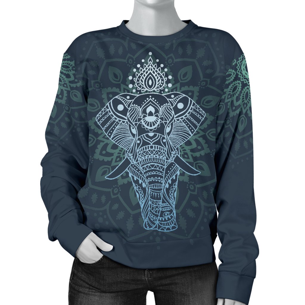 Elephant Mandala Women Crewneck Sweatshirt