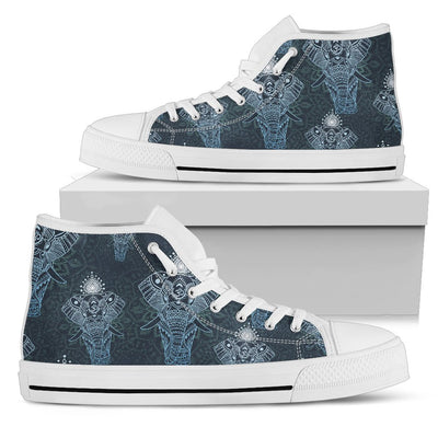 Elephant Mandala Women High Top Shoes