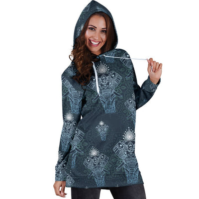 Elephant Mandala Women Hoodie Dress