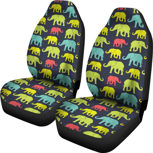 Elephant Neon Color Print Pattern Universal Fit Car Seat Covers