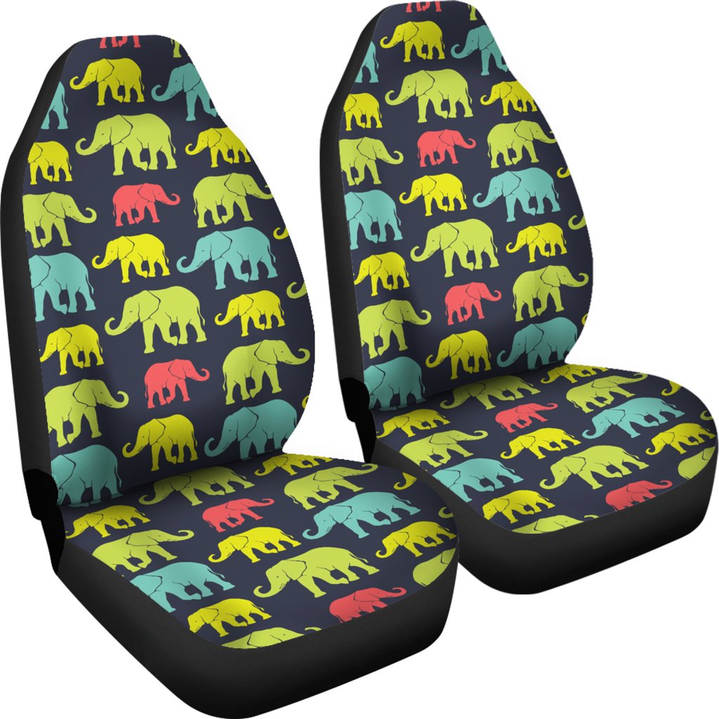 Elephant Neon Color Print Pattern Universal Fit Car Seat Covers