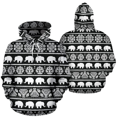 Elephant Pattern All Over Print Hoodie
