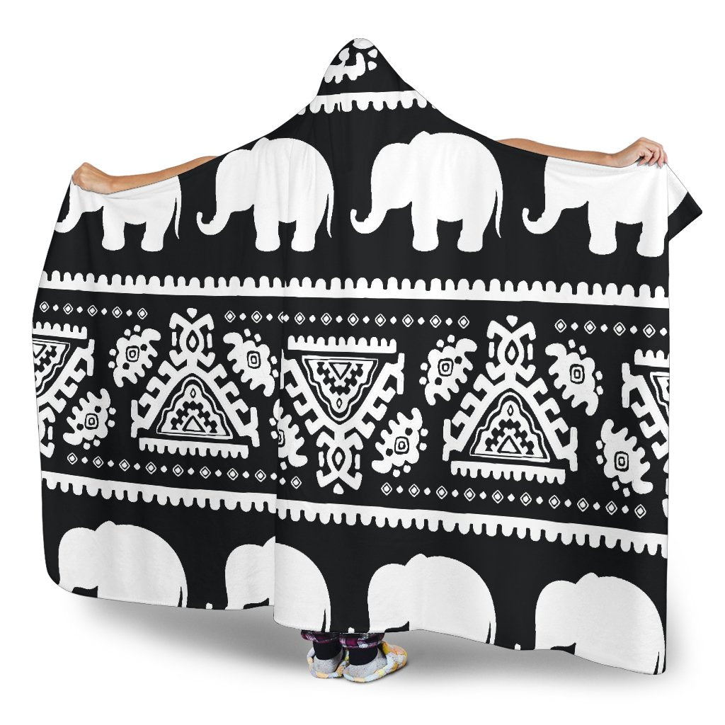 Elephant Pattern Hooded Blanket-JORJUNE.COM