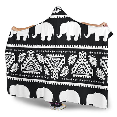 Elephant Pattern Hooded Blanket-JORJUNE.COM