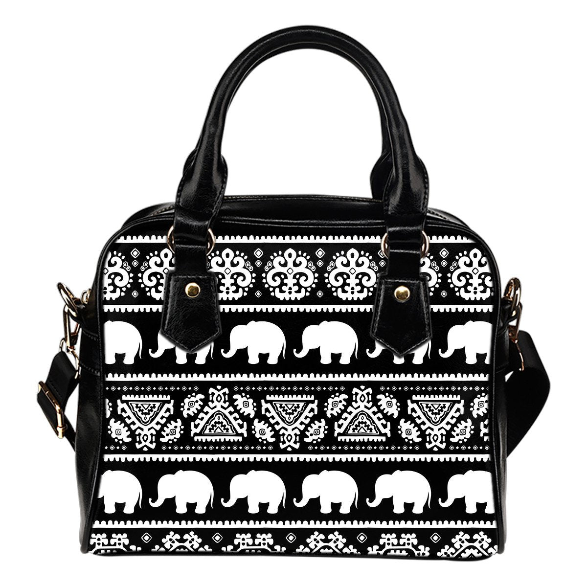 Elephant Pattern Leather Shoulder Handbag