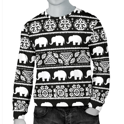 Elephant Pattern Men Crewneck Sweatshirt