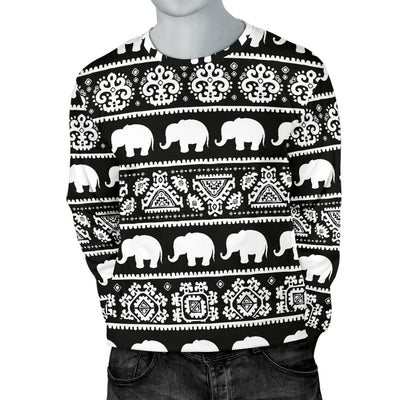 Elephant Pattern Men Crewneck Sweatshirt