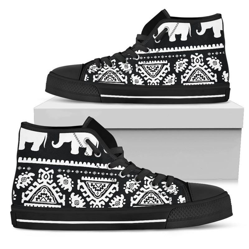 Elephant Pattern Men High Top Shoes