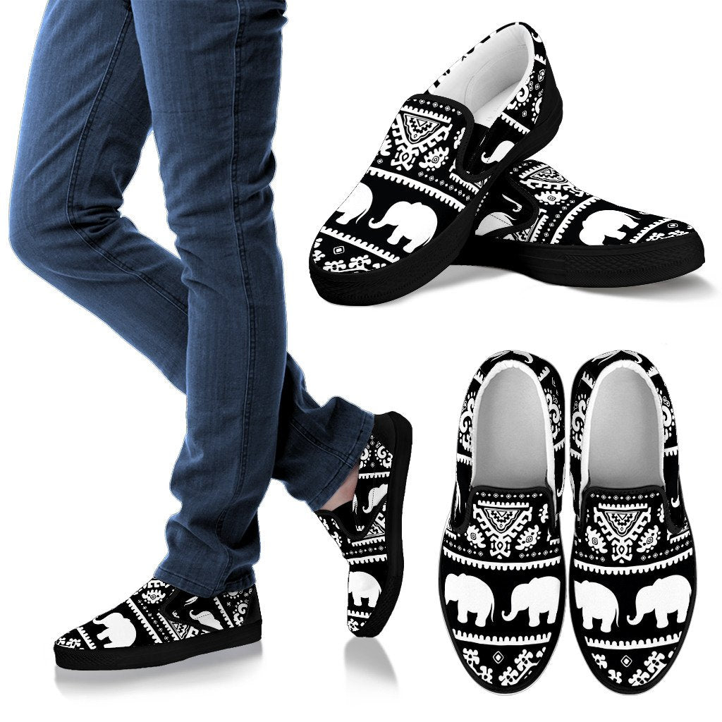 Elephant Pattern Men Slip On Shoes