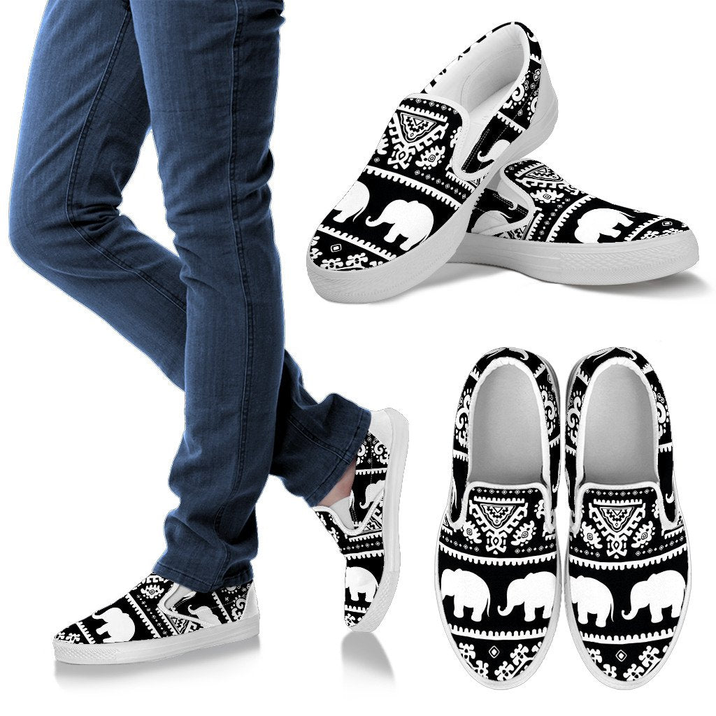 Elephant Pattern Men Slip On Shoes