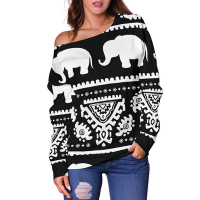 Elephant Pattern Off Shoulder Sweatshirt