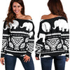 Elephant Pattern Off Shoulder Sweatshirt