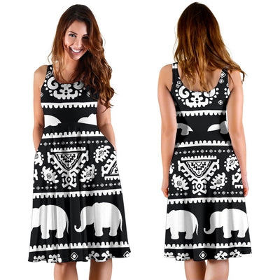 Elephant Pattern Sleeveless Mini Dress