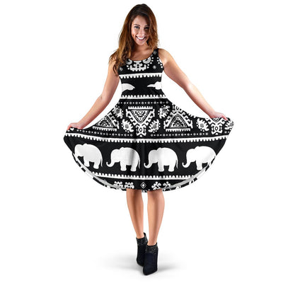 Elephant Pattern Sleeveless Mini Dress