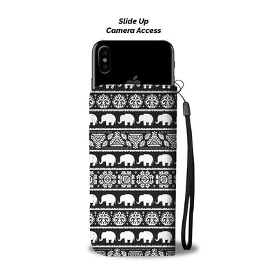 Elephant Pattern Wallet Phone Case