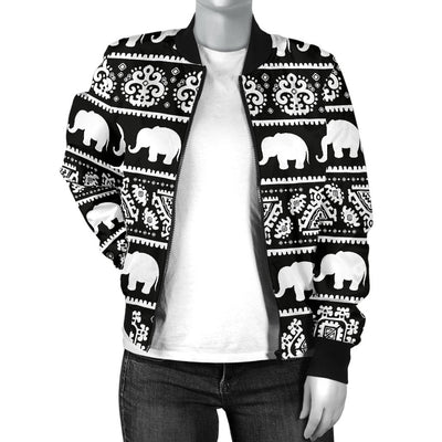 Elephant Pattern Women Casual Bomber Jacket