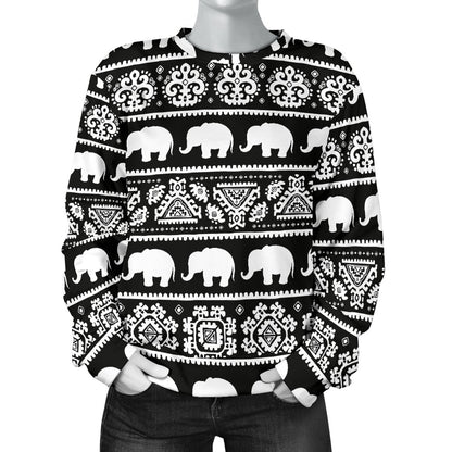 Elephant Pattern Women Crewneck Sweatshirt