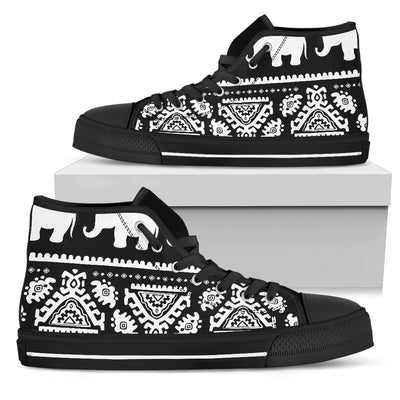 Elephant Pattern Women High Top Shoes