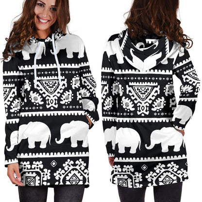 Elephant Pattern Women Hoodie Dress