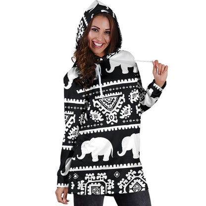 Elephant Pattern Women Hoodie Dress