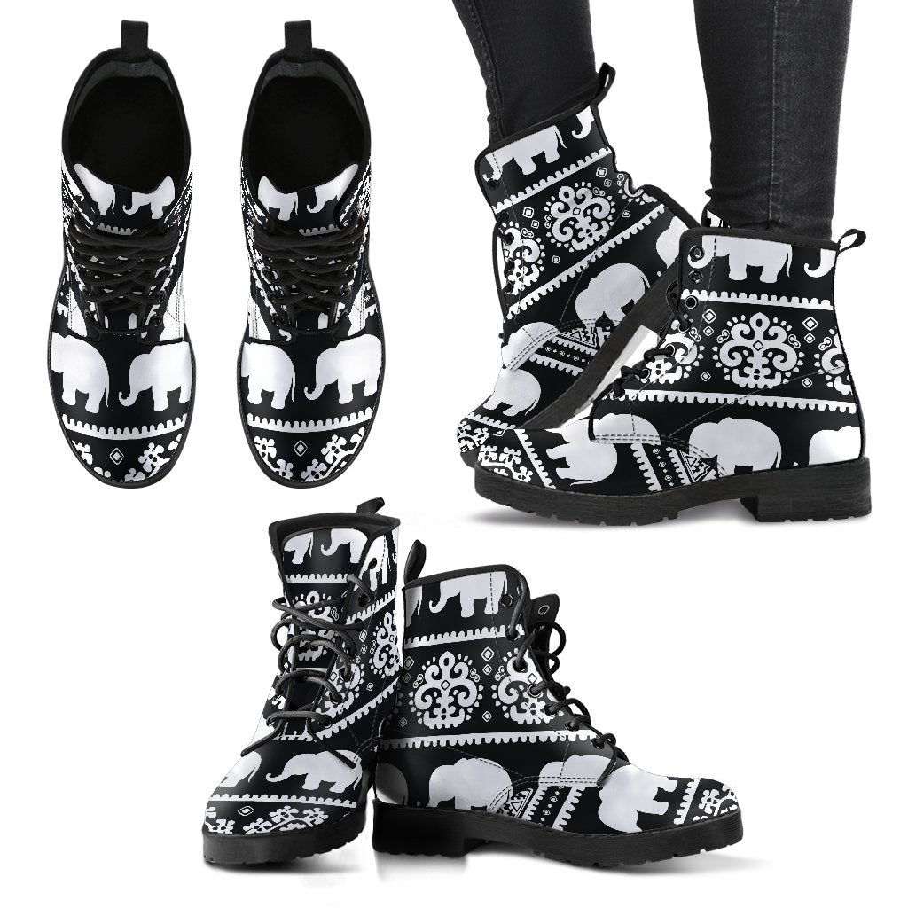 Elephant Pattern Women Leather Boots