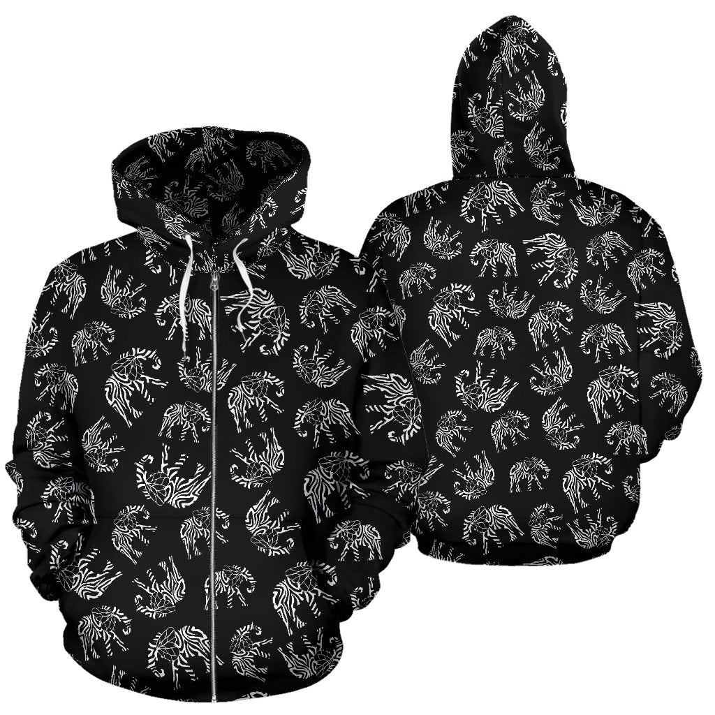 Elephant Tribal All Over Zip Up Hoodie