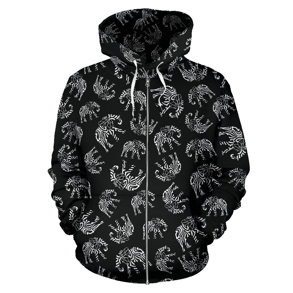 Elephant Tribal All Over Zip Up Hoodie