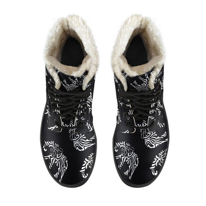 Elephant Tribal Faux Fur Leather Boots