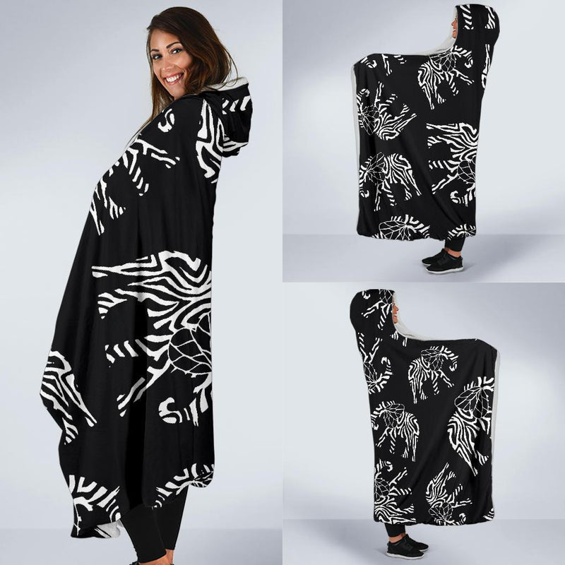 Elephant Tribal Hooded Blanket-JORJUNE.COM