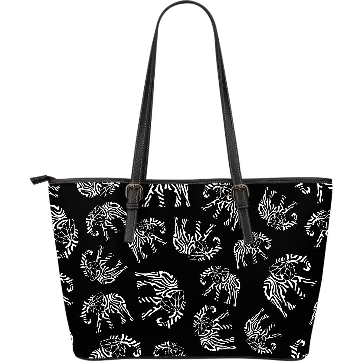 Elephant Tribal Large Leather Tote Bag