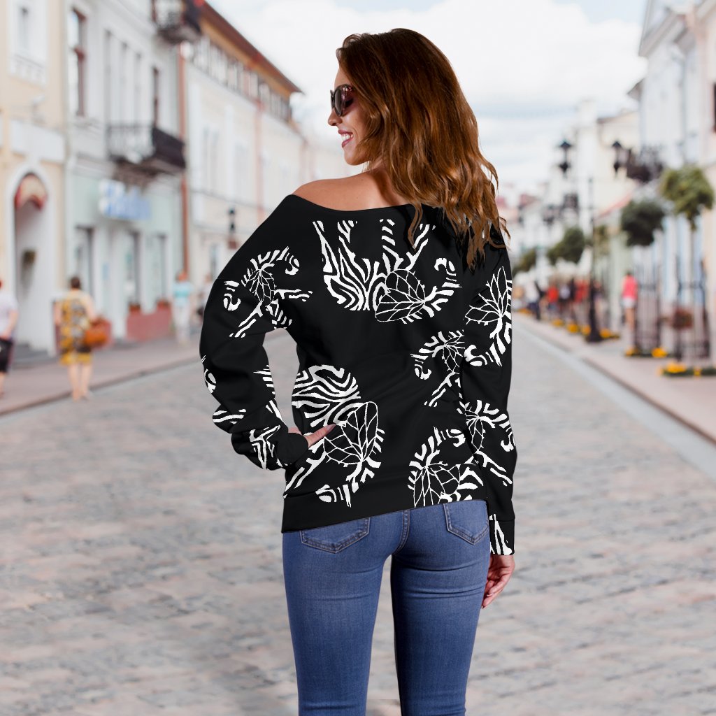 Elephant Tribal Off Shoulder Sweatshirt