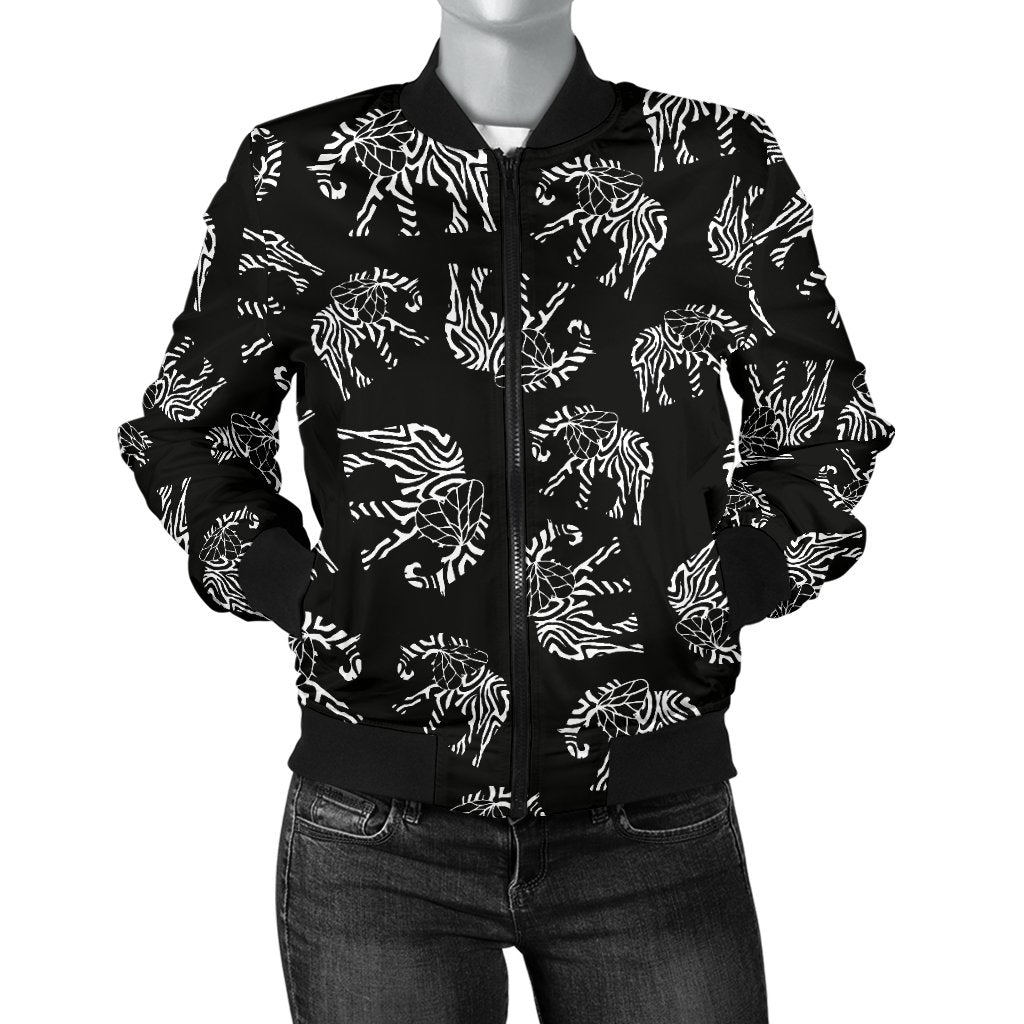 Elephant Tribal Women Casual Bomber Jacket