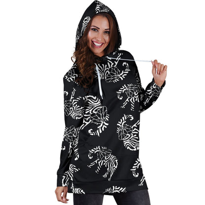 Elephant Tribal Women Hoodie Dress