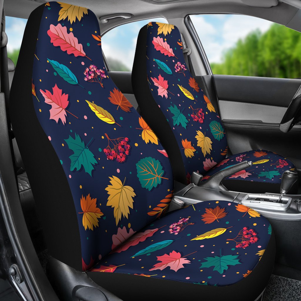 Elm Leave Colorful Print Pattern Universal Fit Car Seat Covers