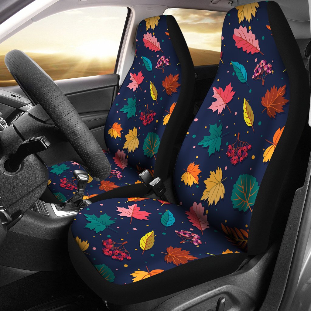 Elm Leave Colorful Print Pattern Universal Fit Car Seat Covers