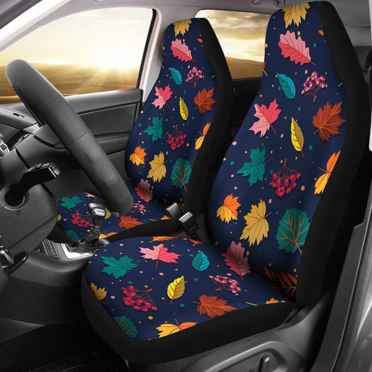 Elm Leave Colorful Print Pattern Universal Fit Car Seat Covers