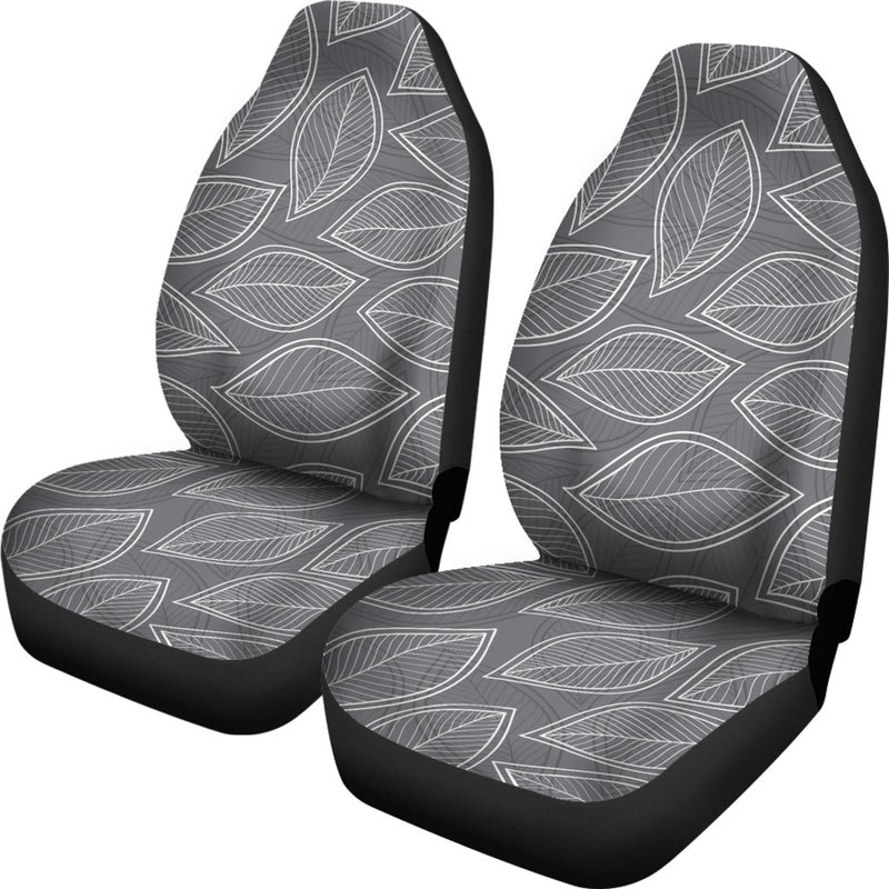 Elm Leave Grey Print Pattern Universal Fit Car Seat Covers