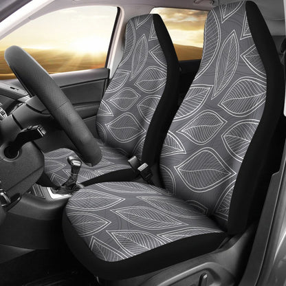 Elm Leave Grey Print Pattern Universal Fit Car Seat Covers