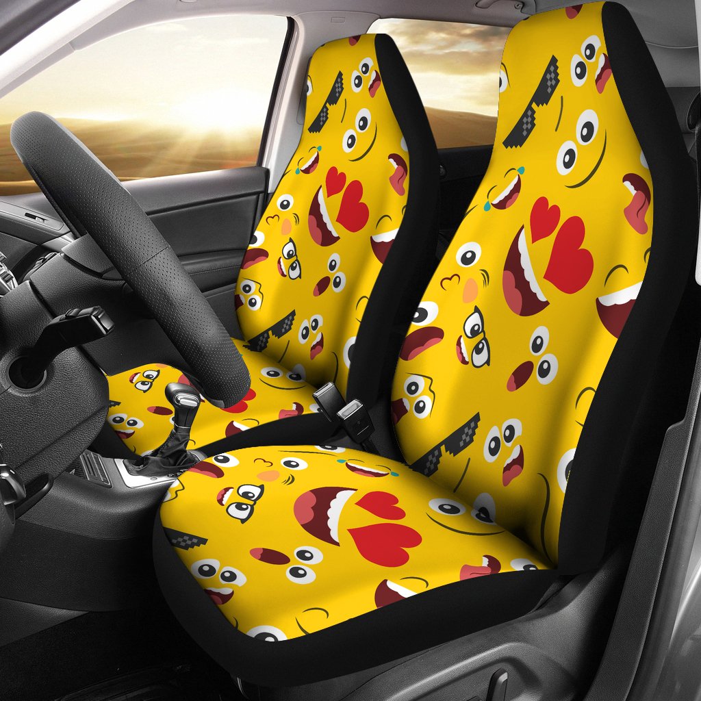 Emoji Face Print Pattern Universal Fit Car Seat Covers